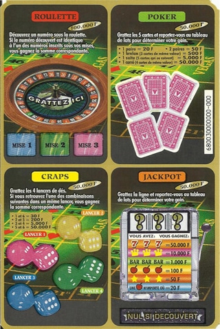 Jeu à gratter Vegas FDJ années 2000 — version originale à 20 francs