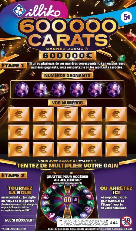 600 00 carats ticket à gratter FDJ