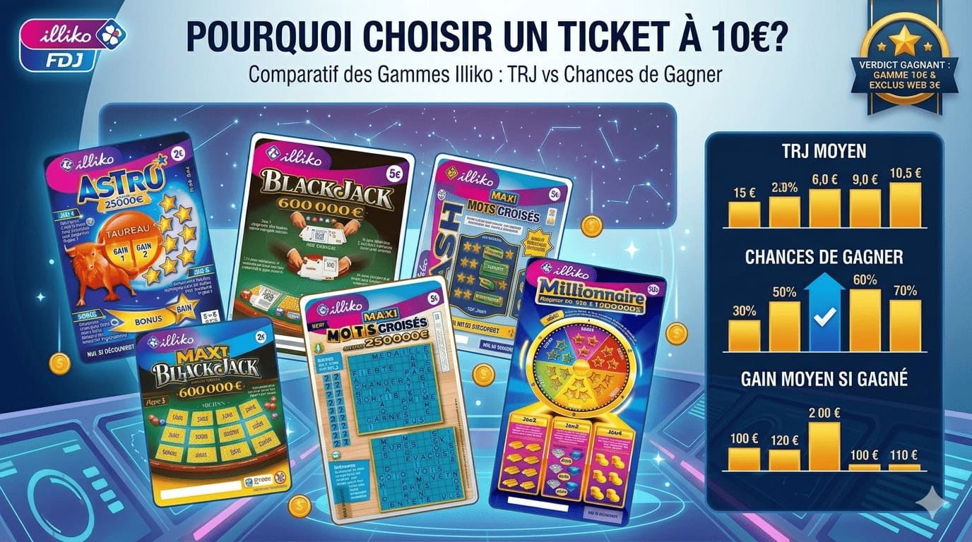 Jeux illiko FDJ : quelle gamme a le meilleur TRJ et les meilleures chances ?