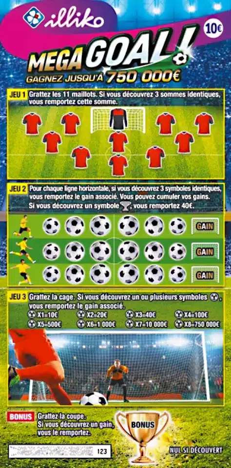 Ticket à gratter Méga Goal FDJ illiko