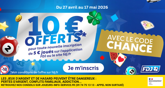 Code promo FDJ mai 2026 — 10€ offerts aux nouveaux inscrits